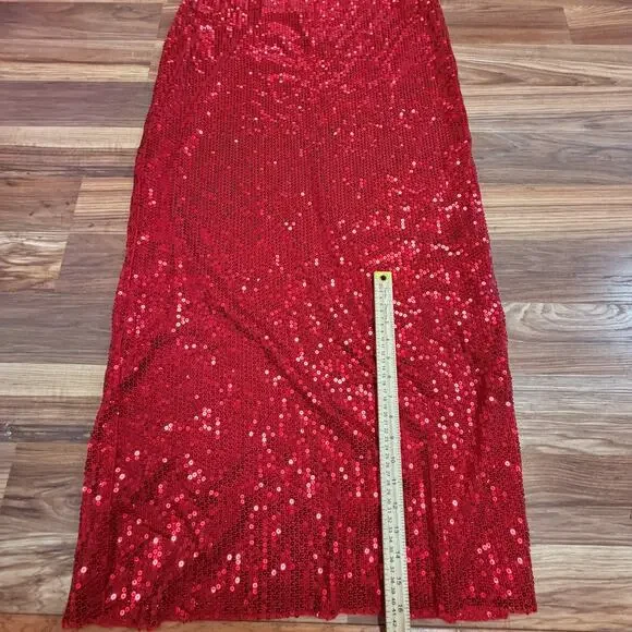 Sexy Red Sequin Strapless Glam Dress XXL Stretchy Curvy Party New Years Eve - Picture 6 of 6